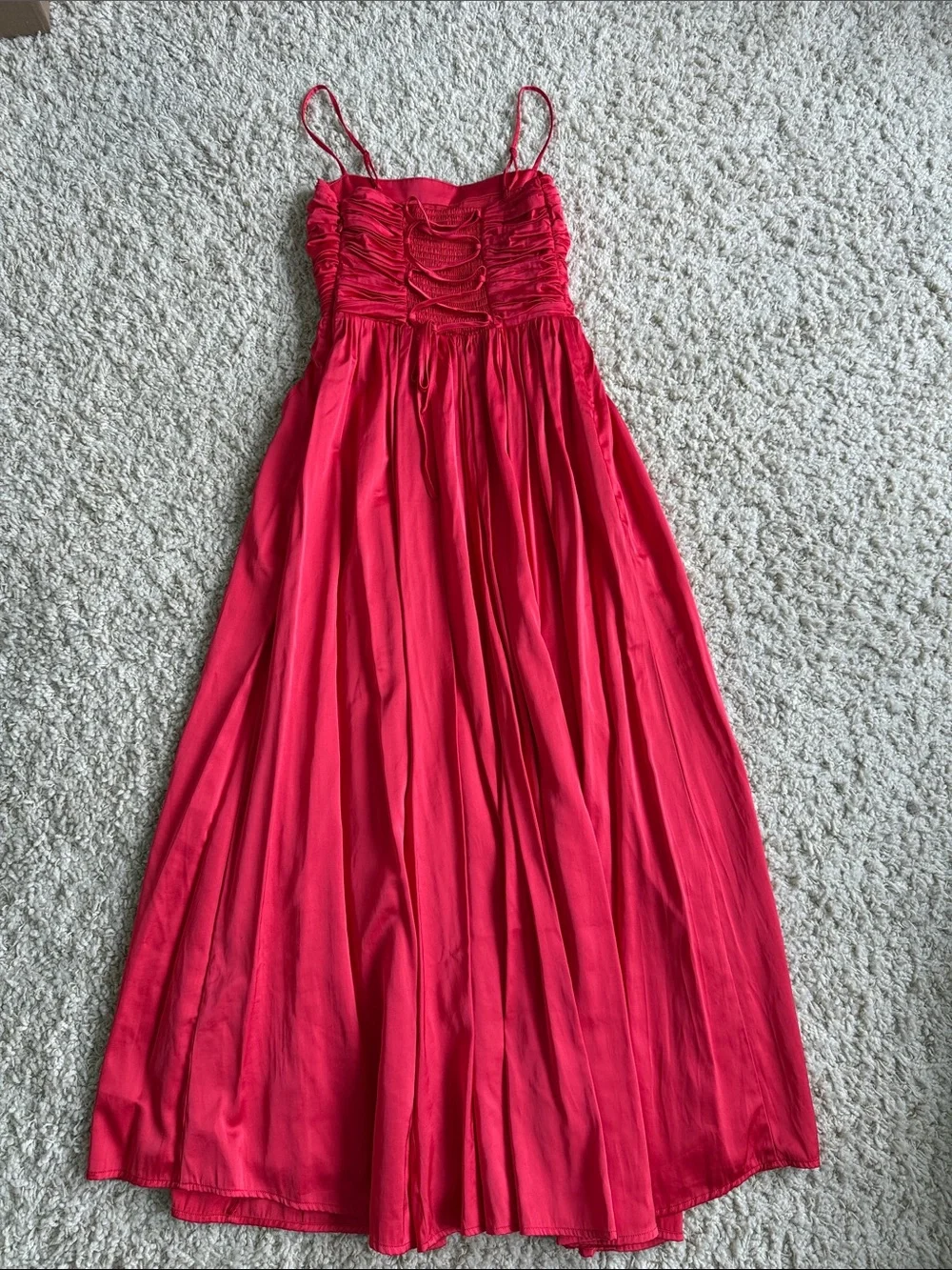 Red A&F satin maxi dress